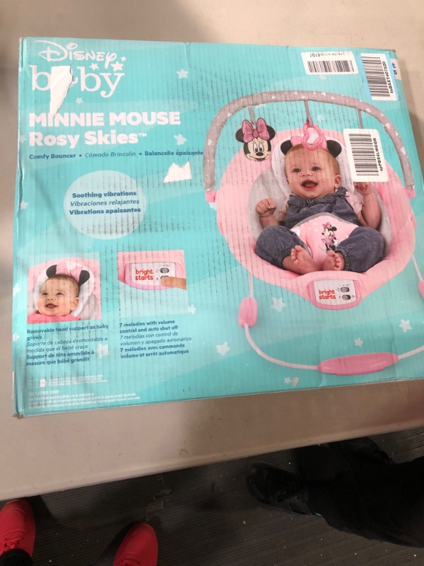 Photo 4 of *NEW* Bright Starts Minnie Mouse Rosy Skies Cradling Baby Bouncer - Pink