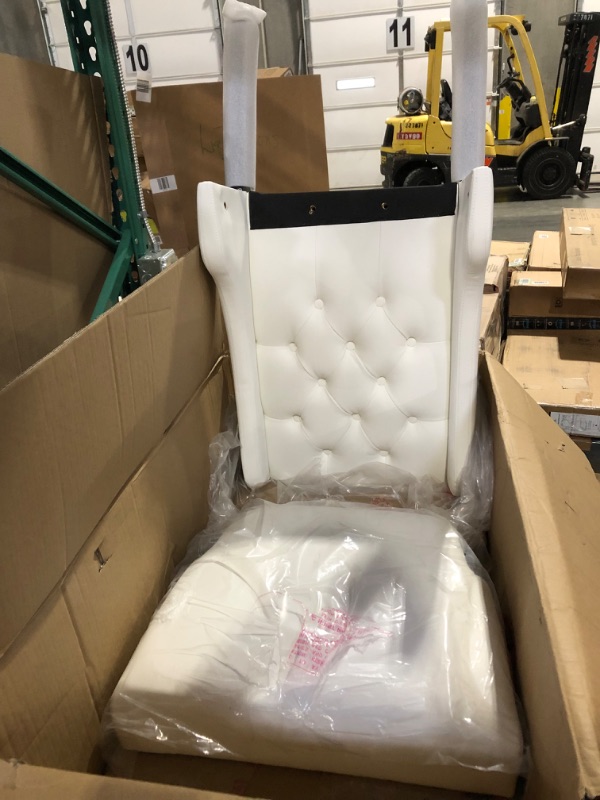 Photo 2 of **NEW** Modway Baronet Modern Tufted Vegan Leather Upholstered Dining Chair in White 