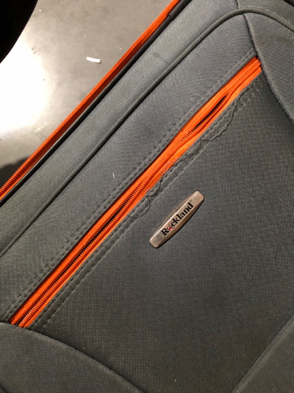 Photo 5 of *USED/DAMAGED* Rockland Journey Softside Upright Luggage Set, Charcoal/ORANGE, 4-Piece 