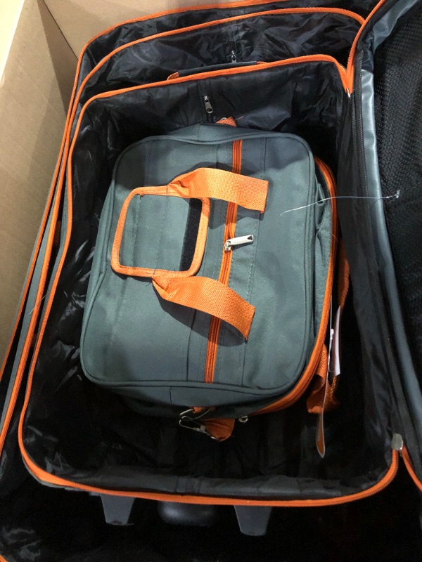 Photo 7 of *USED/DAMAGED* Rockland Journey Softside Upright Luggage Set, Charcoal/ORANGE, 4-Piece 