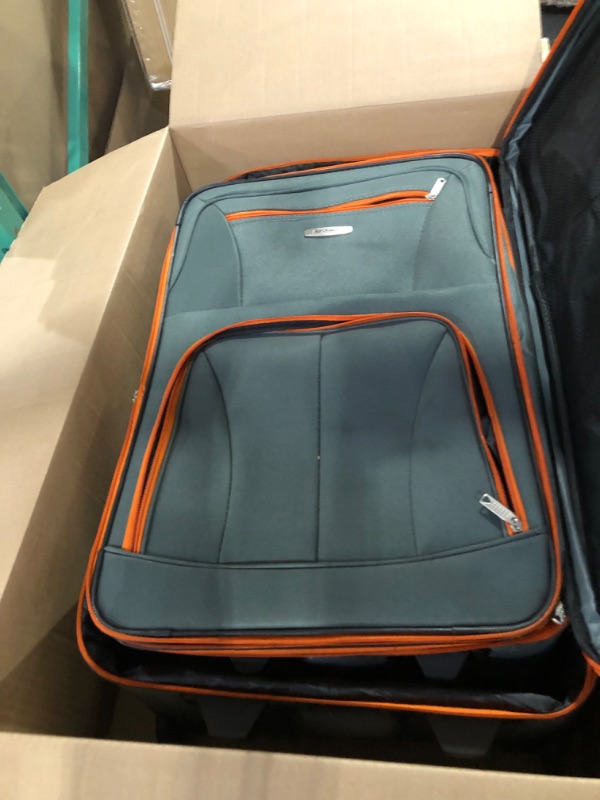 Photo 8 of *USED/DAMAGED* Rockland Journey Softside Upright Luggage Set, Charcoal/ORANGE, 4-Piece 