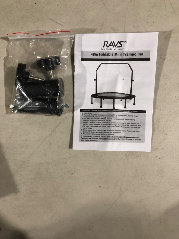 Photo 3 of **NEW** RAVS Mini Trampoline for Kids Adults 40"/48" Foldable with 5 Levels Height Adjustable Handle Resistance Bands