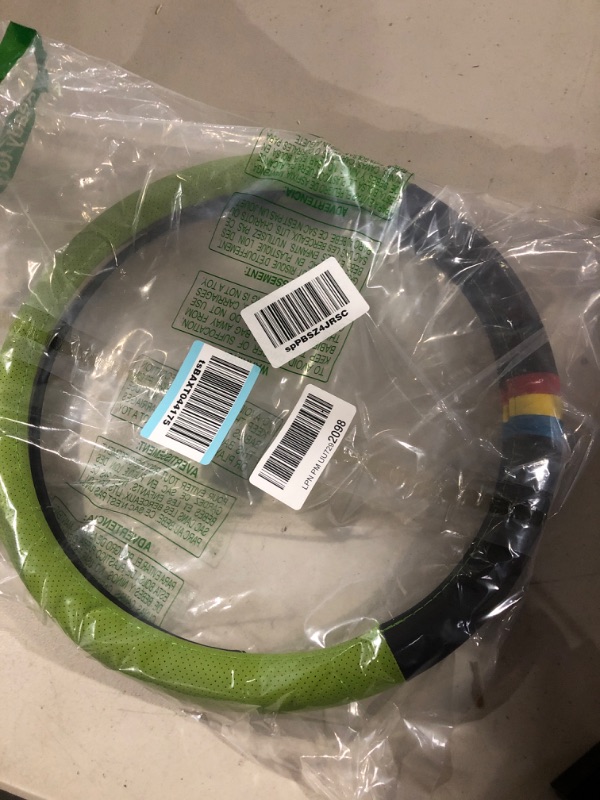 Photo 1 of FH Group FH2008 Full Spectrum Microfiber Leather Steering Wheel Cover Green – Universal Fit for Cars Trucks & SUVs