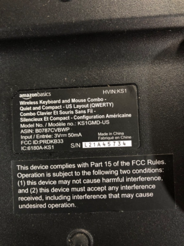 Photo 1 of Amazon Basics Wireless Computer Keyboard and Mouse Combo - Quiet and Compact - US Layout (QWERTY)