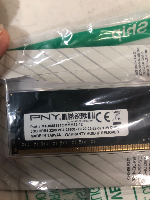 Photo 2 of *used*PNY Performance 8GB DDR4 DRAM 3200MHz (PC4-25600) CL22 Computer Memory 2pk