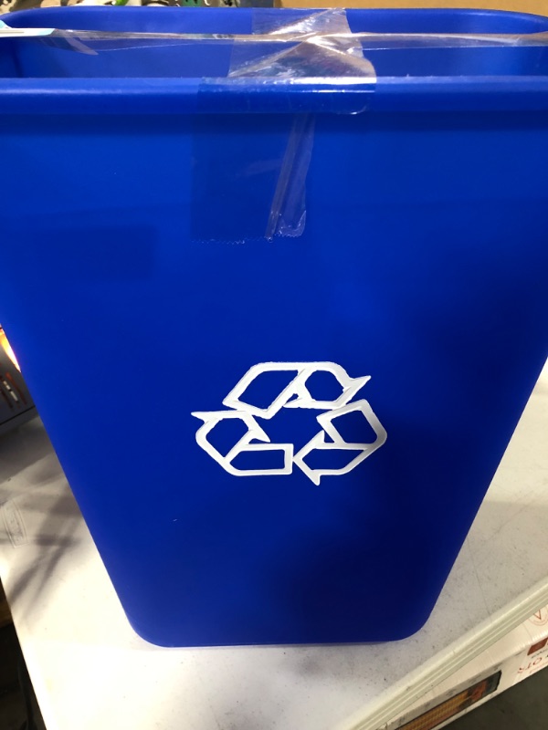 Photo 2 of  10 Gallon Commercial Office Wastebasket, Blue, w/ Recycle Logo