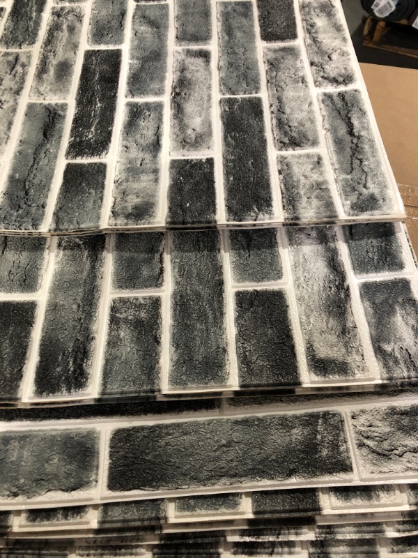 Photo 2 of  10-Pack  Brick 3D Wall Panels Peel and Stick in Stone Ash