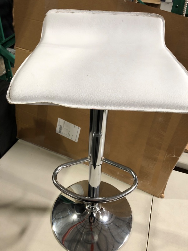 Photo 1 of  Adjustable Swivel Bar Stool with PU Leather and Chrome Base, Gaslift Pub Counter Chairs ,White