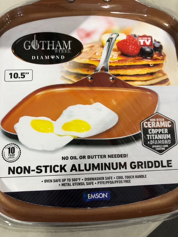 Photo 2 of *NEW* Gotham Steel Nonstick Griddle Pan – 10.5” Griddle Perfect, Coated with Ceramic and Titanium, Dishwasher Safe