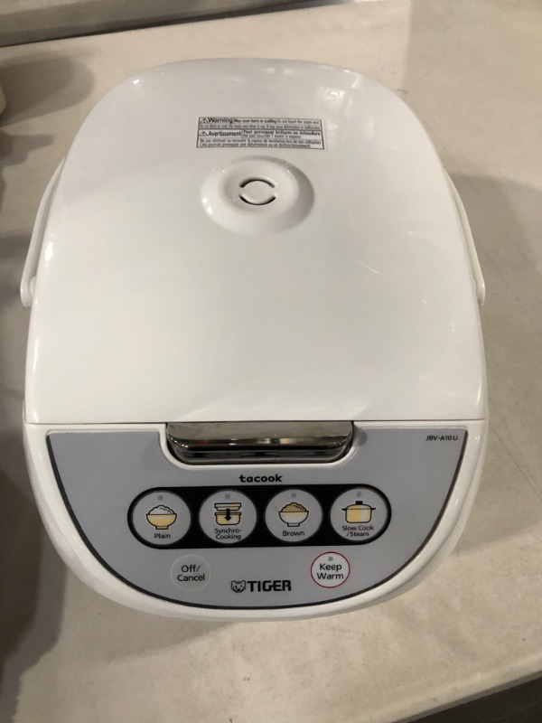 Photo 2 of *SEE NOTES* Tiger Corporation JBV-A10U-W 5.5-Cup Micom Rice Cooker with Food Steamer - White