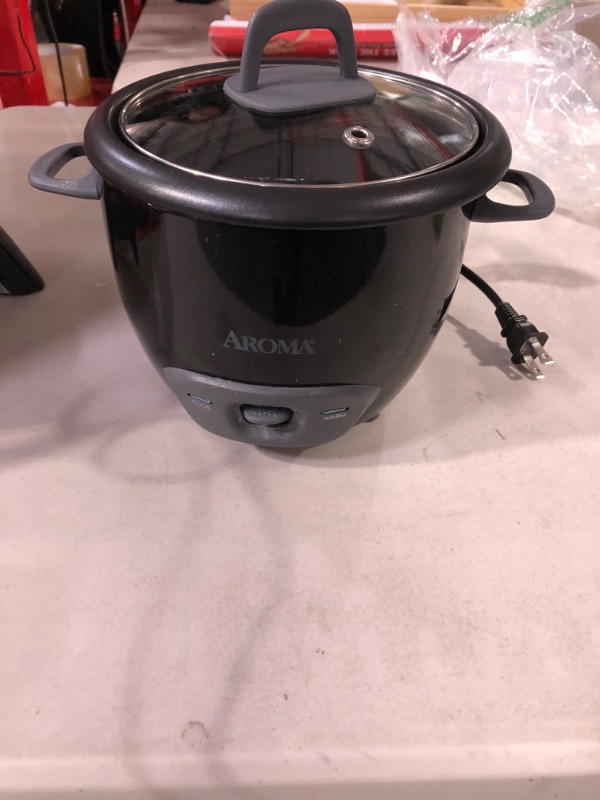 Photo 2 of *MISSING PIECES/SEE NOTES* Aroma Housewares 6-Cup (Cooked) Pot-Style Rice Cooker and Food Steamer, Black ARC-743-1NGB