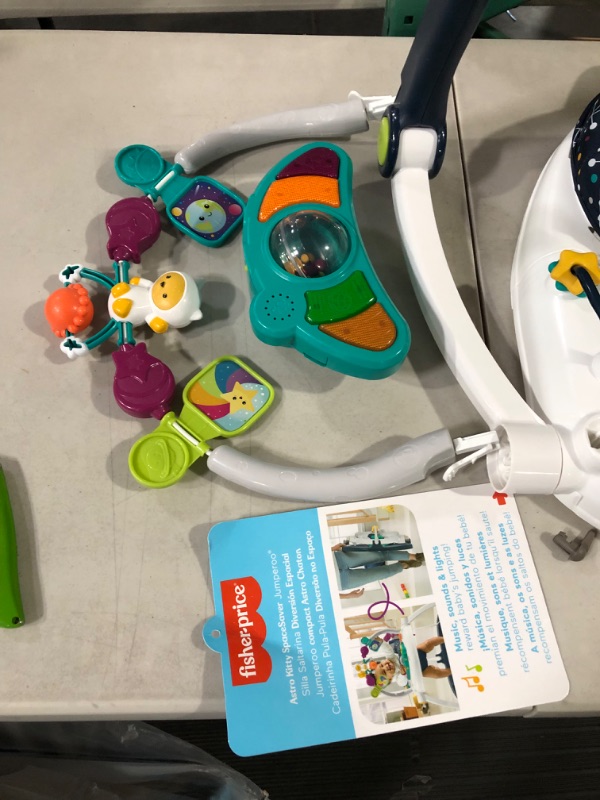 Photo 3 of *INCOMPLETE/SEE NOTES* Fisher-Price Astro Kitty SpaceSaver Jumperoo, Space-Themed Infant Activity Center with Adjustable Bouncing seat, Lights, Music and Interactive Toys