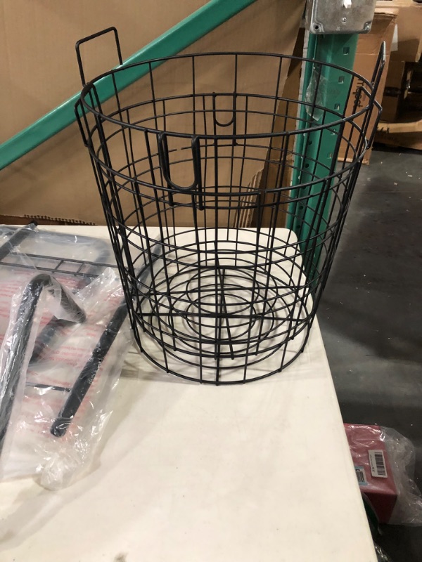 Photo 4 of 2-Tier Metal Wire Laundry Basket 360° Moveable Iron Art Laundry Basket with Wheels 