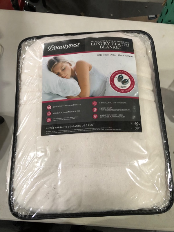 Photo 2 of *SEE NTOES* Beautyrest Heated Microlight to Berber Elect Electric Blanket with Two 20 Heat Level Setting Controllers, King: 90x100, Ivory