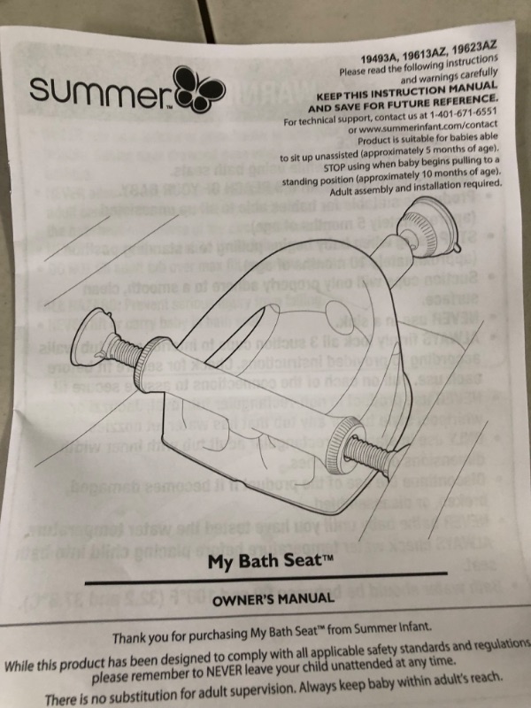 Photo 2 of *USED** Summer My Bath Seat for Sit-Up Baby Bathing, Backrest for Assisted Sitting, Easy Setup & Storage, Gray