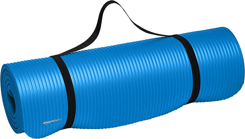 Photo 1 of 1/2-Inch Extra Thick Exercise Yoga Mat W/CARRYING HANDLE (BLUE)