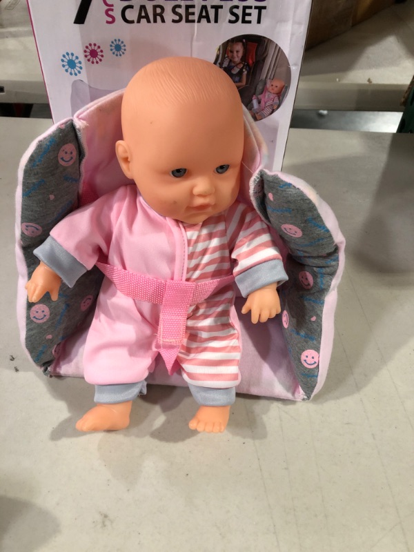 Photo 3 of **MISSING ITEMS/DIRTY** Click N' Play Baby Girl Doll 12” with Car Seat Pink