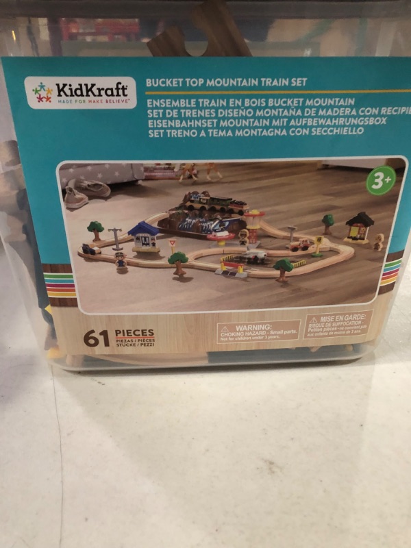 Photo 3 of **USED/ SEE NOTES**KidKraft Bucket Top Mountain Train Set Magnetic Train, Wooden Tracks and Storage