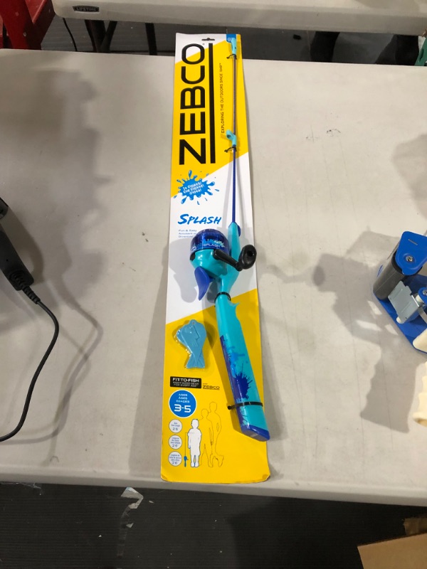 Photo 3 of **NEW** Zebco Splash Kids Spincast Reel and Fishing Rod Combo, 29" Durable Floating Fiberglass Rod with Tangle-Free Design, Oversized Reel Handle Knob, Pre-Spooled with 6-Pound Zebco Fishing Line Blue