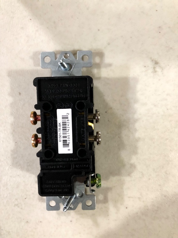 Photo 4 of *USED(ONLY 9)** ENERLITES Decorator Receptacle Outlet, Tamper-Resistant, Residential Grade, 3-Wire, Self-Grounding, 2-Pole, 15A 125V, UL Listed, 61501-TR-BK-t Black