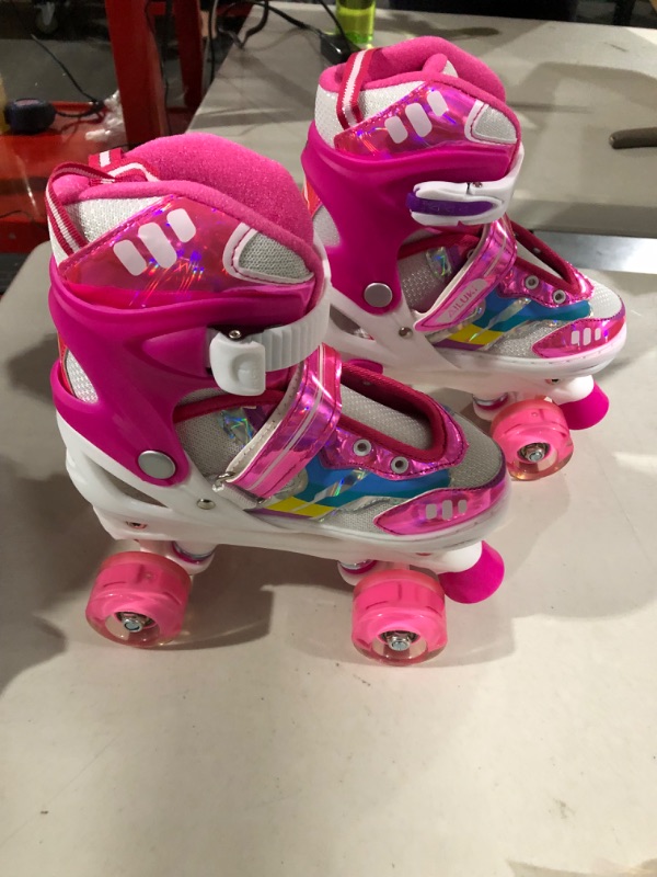 Photo 4 of *NEW* Roller Skates, Black Pink Purple 4 Sizes Adjustable Kids Roller Skates with Light up Wheels