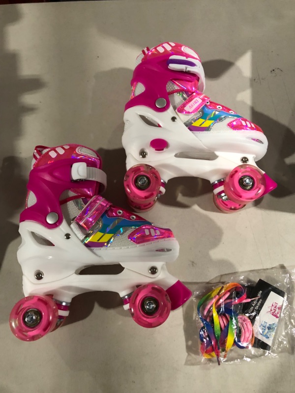 Photo 6 of *NEW* Roller Skates, Black Pink Purple 4 Sizes Adjustable Kids Roller Skates with Light up Wheels