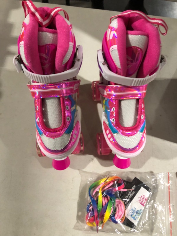 Photo 5 of *NEW* Roller Skates, Black Pink Purple 4 Sizes Adjustable Kids Roller Skates with Light up Wheels