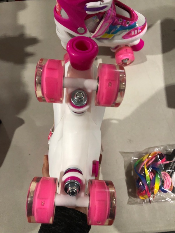 Photo 7 of *NEW* Roller Skates, Black Pink Purple 4 Sizes Adjustable Kids Roller Skates with Light up Wheels