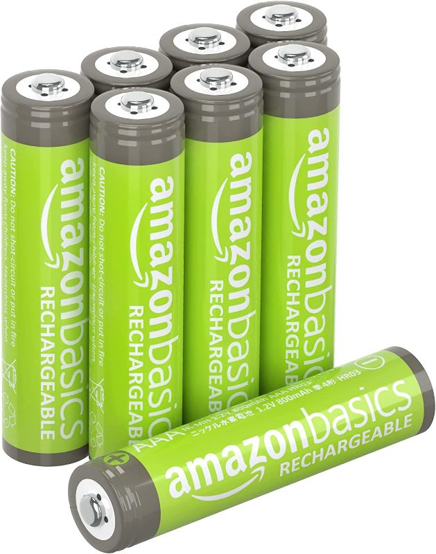 Photo 1 of Amazon Basics 8-Pack AAA Performance 800 mAh Rechargeable Batteries, Pre-Charged, Recharge up to 1000x, 8 Count
