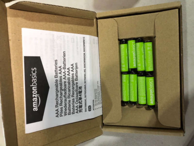 Photo 2 of Amazon Basics 8-Pack AAA Performance 800 mAh Rechargeable Batteries, Pre-Charged, Recharge up to 1000x, 8 Count
