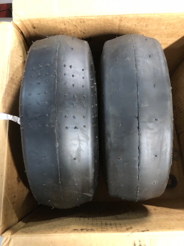 Photo 3 of **USED/ SEE NOTES** MARASTAR 00232-2pk Universal Fit Flat Free 11x4.00-5 Lawnmower Tire Assembly 2 Pack