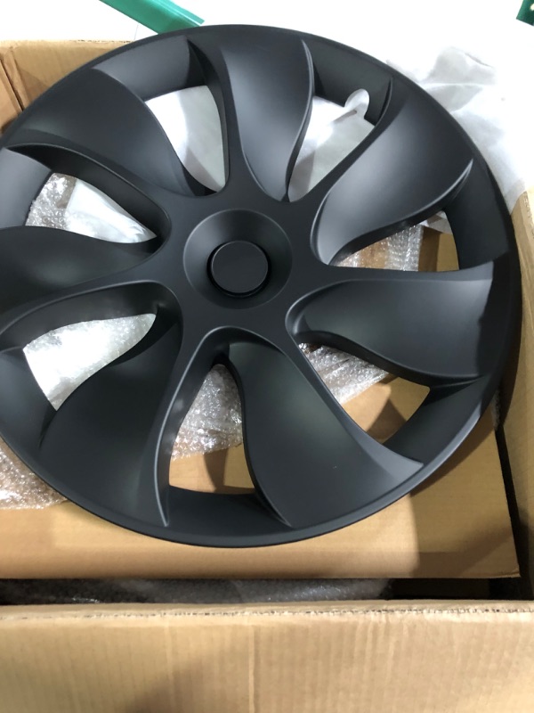 Photo 2 of XINFOOB Tesla Model Y Wheel 19-Inch Hub Cap Replacement ABS Cover Set of 4 Matte Black 2020-2023 Model Y Accessories 19" matte black style 1