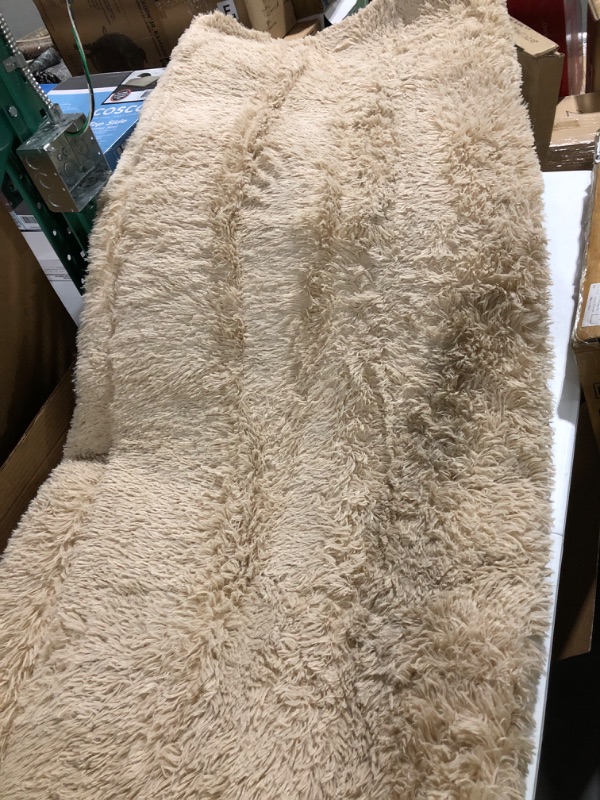 Photo 1 of Amangel Super Soft Fluffy Rugs for Living Room Bedroom, 5' x 8', Large Furry Shag Area Rug for Kids Girls Boys Room Nursery Home Decor, Indoor Modern Plush Carpet, Non-Slip Luxury Shaggy Rug, Beige 5 x 8 Feet Beige