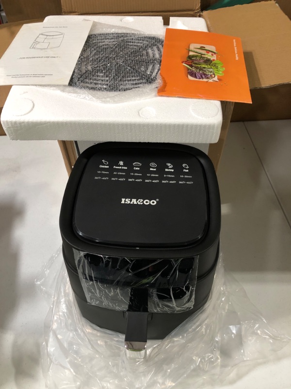 Photo 2 of Air Fryer, ISACCO Digital Air fryer 5 Quart Smart Hot Oven Cooker 170? to 400? with Digital Touch Screen, Black, 4.7L