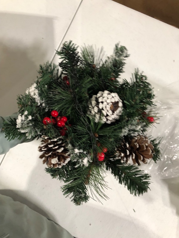 Photo 3 of Artificial Christmas Hanging Basket, Decorated with Frosted Pine Cones, Berry Clusters 