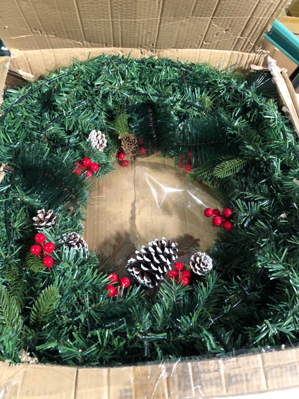 Photo 2 of 30 Inch Super Large Thick Prelit Christmas Wreath Decoration