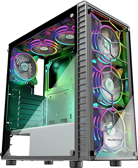 Photo 1 of MUSETEX ATX PC Case Pre-Installed 6Pcs 120mm ARGB Fans,