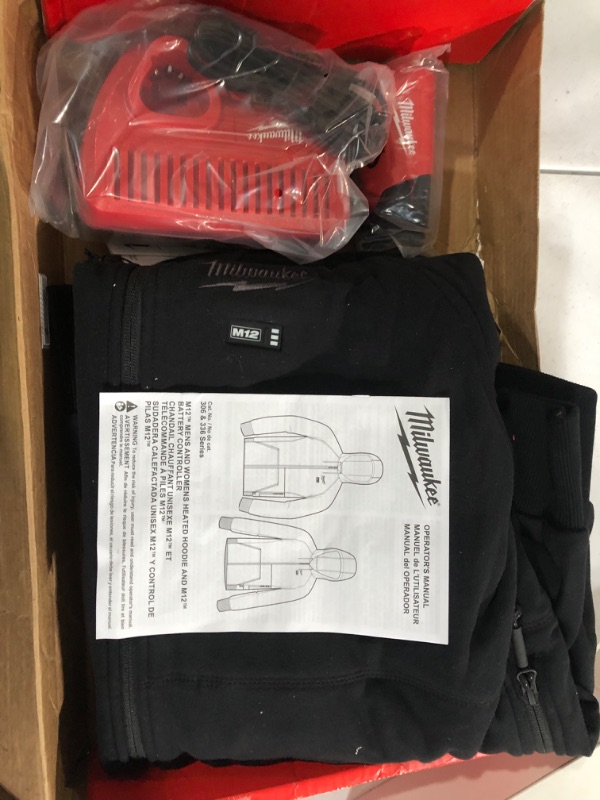 Photo 2 of **SEE NOTES**
Men's X-Large M12 12-Volt Lithium-Ion Cordless Black Heated Jacket Hoodie Kit with (1) 2.0 Ah Battery and Charger