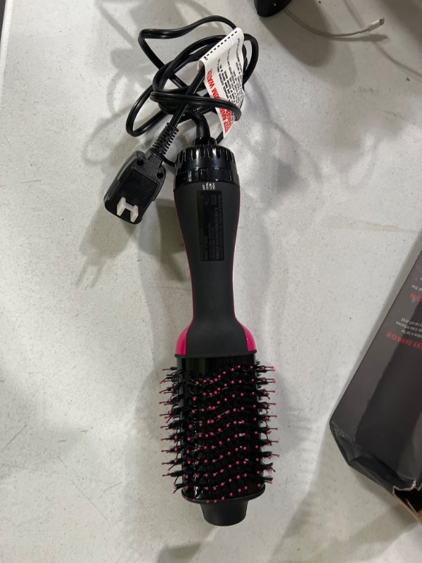 Photo 2 of Hair Dryer Brush Blow Dryer Brush in One, Upgraded 4 in 1 Hair Dryer and Styler Volumizer with Negative Ion Anti-frizz Ceramic Titanium Barrel Hot Air Brush Hair Straightener Brush 75MM Oval Shape Pink