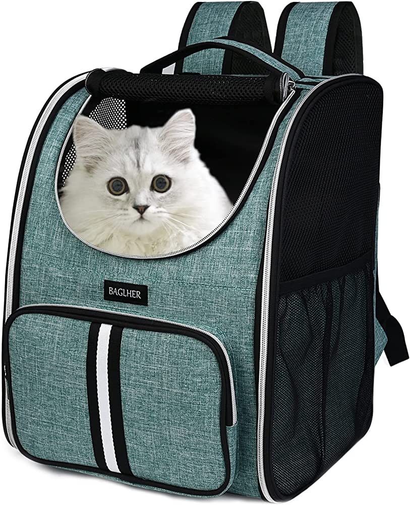 Photo 1 of BAGLHER Pet Carrier Backpack, Dog Backpack Carrier for Small Dogs Cats, Thicker Bottom Support,Ventilated Design Breathable Dog Carrier Backpack Cat Bag for Hiking Travel Camping Outdoor Use. Green