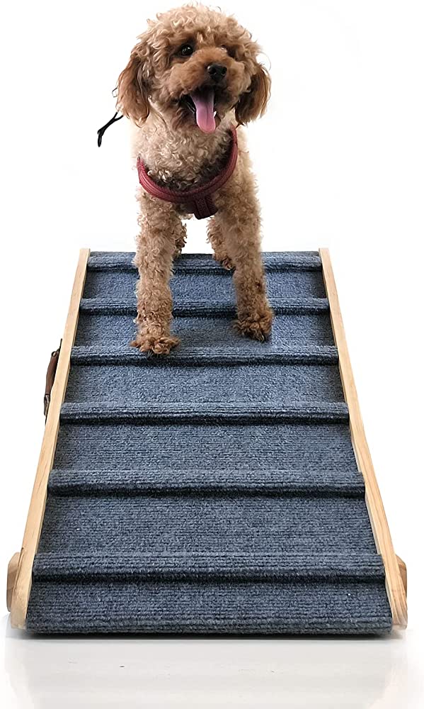 Photo 1 of Adjustable Dog Cats Ramp, Folding Portable Wooden Pet Ramp for All Small and Older Animals, Adjustable from 11.8” to 16.5” - Rated for 100lbs - Lightweight Dog Ramps for Couch