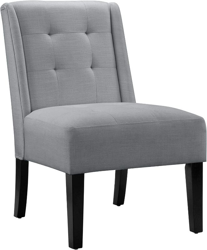 Photo 1 of ** PARTS ONLY** Modern Tufted Accent Chair with Solid Wood Legs, Grey Black