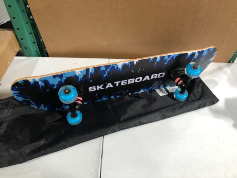 Photo 2 of 31 INCH Standard Complete Skateboard with LED Light Up Wheels Blue Frame