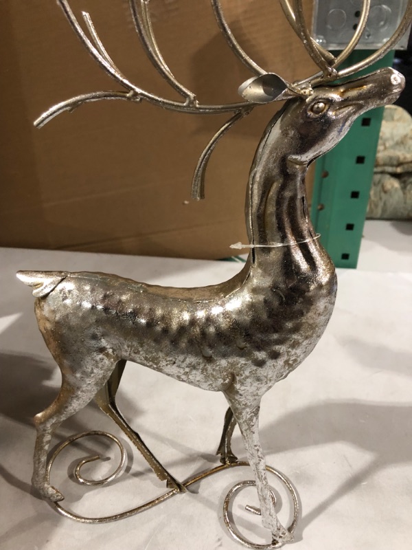 Photo 2 of Silver Metal Deer Figurine