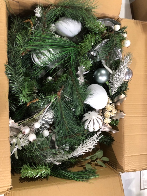 Photo 1 of Adeeing Christmas Garland with Lights, Ball Ornaments Holly Leaves Battery Operated 