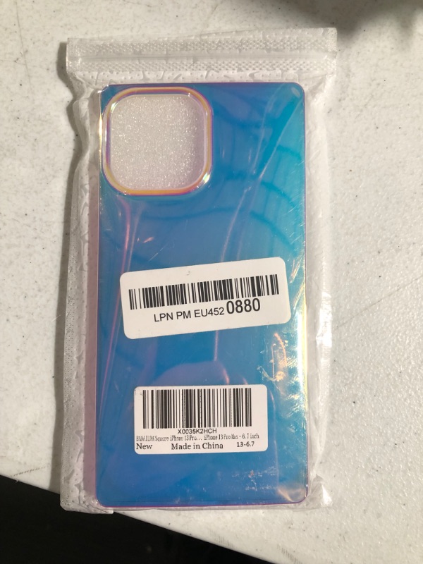 Photo 2 of BANAILOA Square iPhone 13 Pro Max Case Blue-Ray Laser Holographic