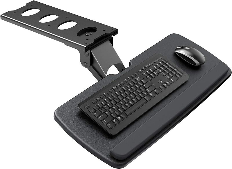 Photo 1 of 3M Keyboard Tray, Just Lift To Adjust Height And Tilt, Sturdy Tray Includes Gel Wrist Rest And Precise Mouse Pad, Swivels Side To Side And Stores Under Desk, 23" Track, Black (AKT90LE) Easy Adjust Tray