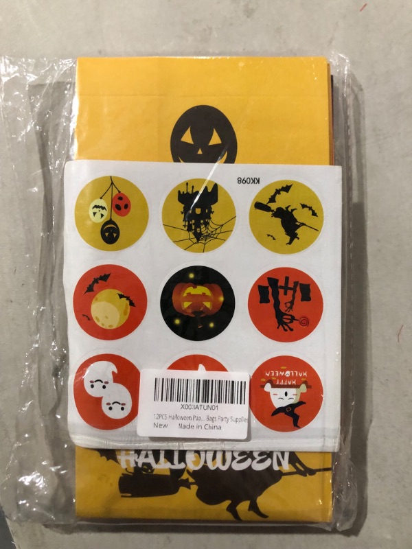 Photo 3 of 12PCS Halloween Paper Treat Bags for kids with 18PCS Stickers?Halloween Candy Bags with 4 Assorted Designs for Trick or Treat Party Gift Bags for Treats Snacks, Halloween Goodie Bags Party Supplies
