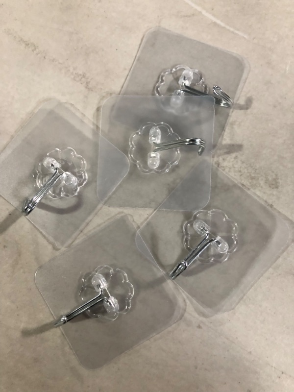 Photo 1 of 5Pack Adhesive Heavy Duty Wall Hooks 13lb(Max) Transparent Reusable Seamless Nail Free 