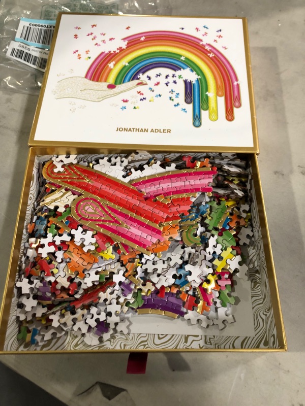 Photo 2 of Galison Jonathan Adler Rainbow Hand 750 Piece Shaped Jigsaw Puzzle 